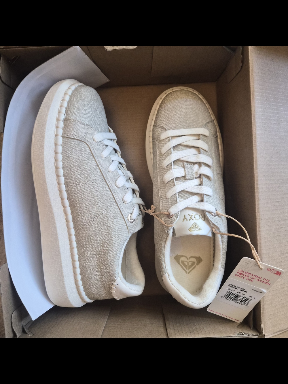 Roxy Stellar 108 Women's Cream Casual Lace-Up Sneakers - Picture 3 of 5
